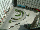 Looking down from St. Stephen's Cathedral. Most people miss the cleverly disguised entrance to the underground car park.